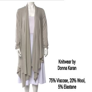 Sale❗️Donna Karan Open Front Sweater Jacket Hi Lo waterfall Cardigan Wool M